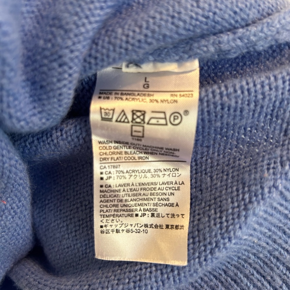 Banana Republic Factory Everyday LOFTY Crewneck SWEATER large split hem Blue - Picture 4 of 6